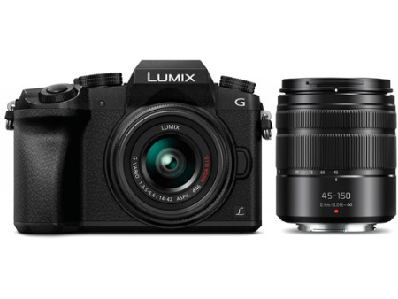 Panasonic Lumix DMC-G7 Mirrorless Micro Four Thirds Digital Camera with 14-42mm and 45-150mm Lenses (Black) Sale